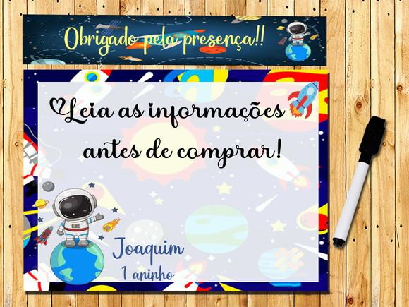 Lousa e Caneta Mágica Personalizada Astronauta