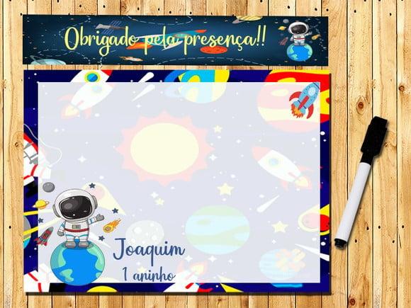 Lousa e Caneta Mágica Personalizada Astronauta