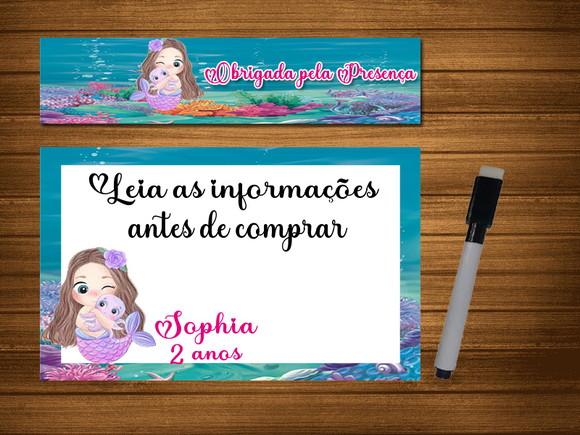 Lousa e Canetinha Magica 20x15 Personalizada Sereia Baby
