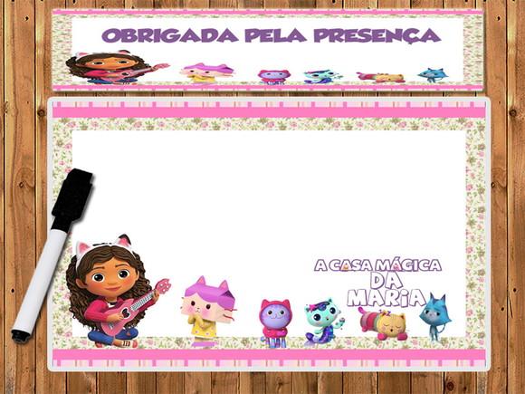 Lousa e Canetinha Mágica Personalizada Casa Magica da Gabi