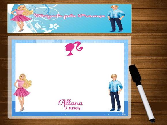 Lousa e Canetinha Mágica Personalizada da Barbie e Ken