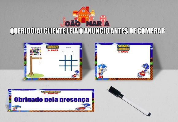 Lousa e Canetinha Magica Personalizada do Sonic