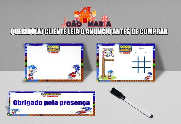 Lousa e Canetinha Magica Personalizada do Sonic