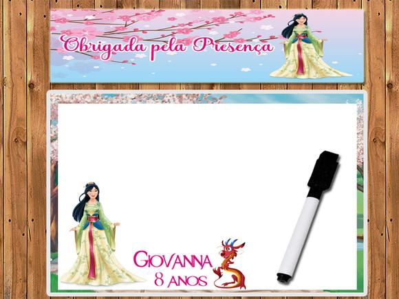 Lousa e Canetinha Magica Personalizada Mulan