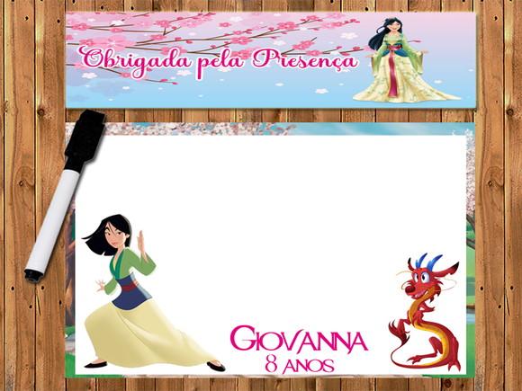 Lousa e Canetinha Magica Personalizada Mulan
