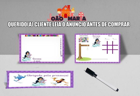 Lousa e Canetinha Personalizada Jasmine e Aladim