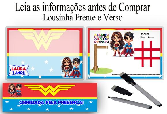 Lousa Magica 3x1 + Canetinha Super Homem e Mulher Maravilha