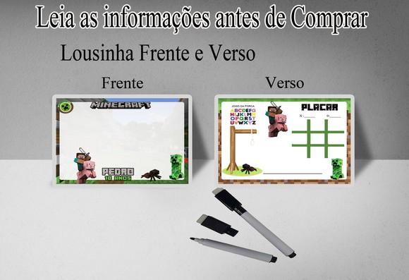 Lousa Magica 3x1 para Lembrancinhas Minecraft