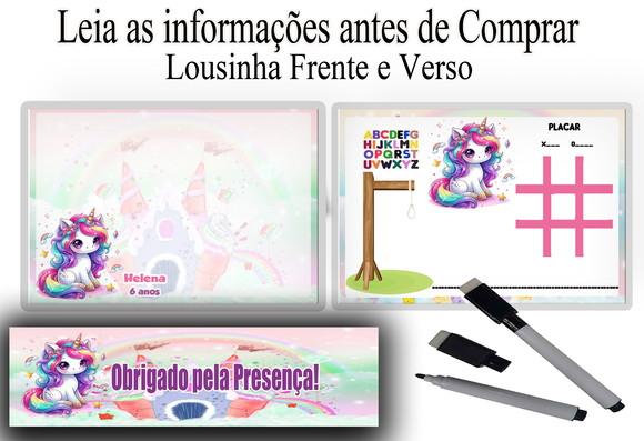 Lousa Magica Personalizada Lembrancinhas Unicornio