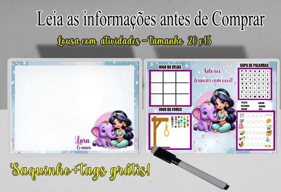 Lousa Mgica com Atividades no Verso da Princesa Jasmine Cute