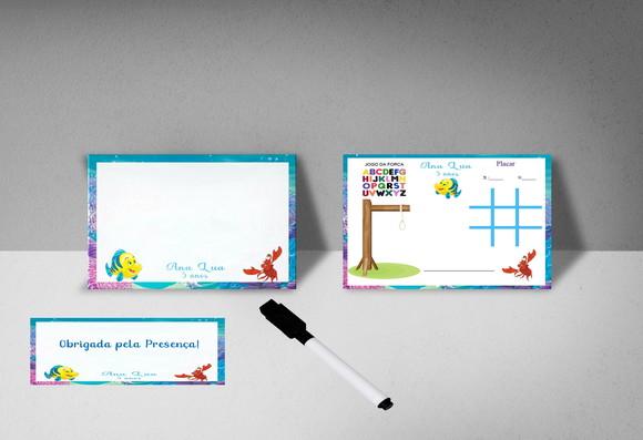 Lousa Personalizada Frente e Verso Ariel Linguado e Sebastia