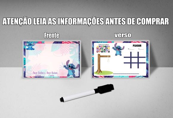 Lousa Personalizada Frente e Verso do Stitch