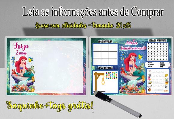 Lousinha Magica com Atividades + Canetinha da Sereia Ariel