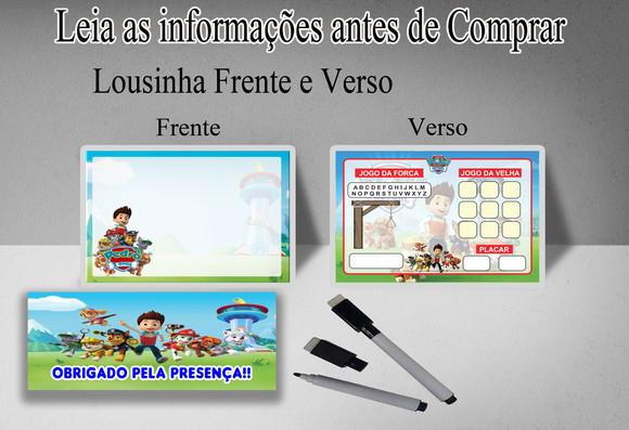 Lousinha Magica para Lembrancinhas da Patrulha Canina