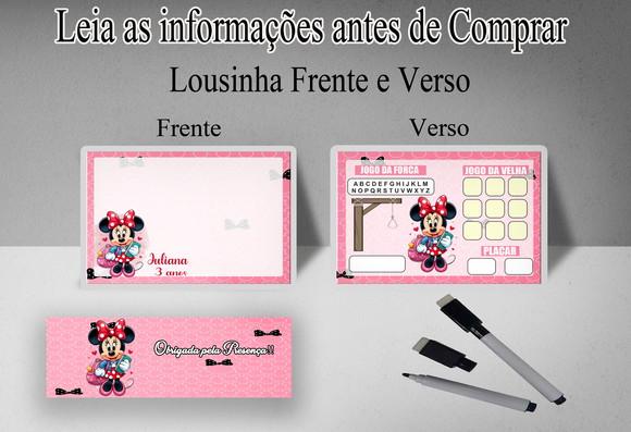 Lousinha Personalizada Frente e Verso da Minnie