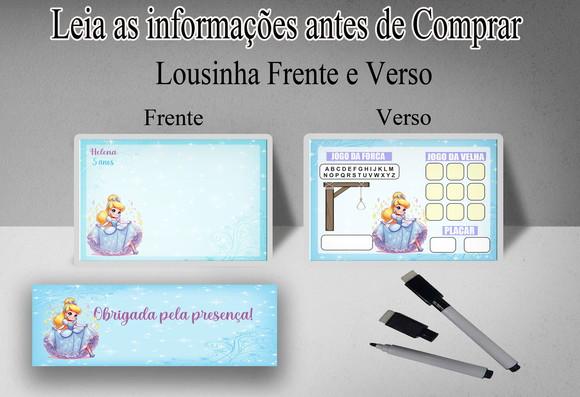 Lousinha Personalizada Frente e Verso da Cinderela