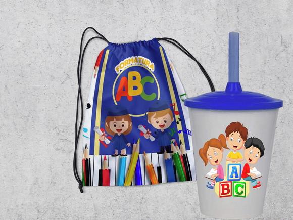 Mochila + Copo Twister Personalizado Formatura Abc