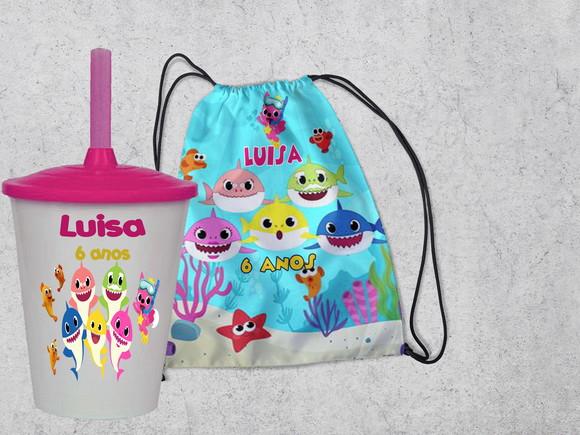 Mochila 29x19+copo Twister Baby Shark