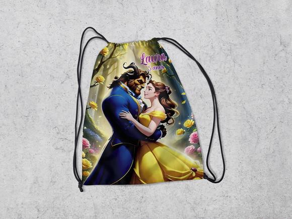 Mochila de Costa Infantil para Lembrancinhas Bela e a Fera