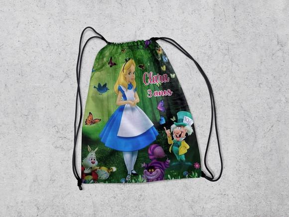 Mochila Saco Aniversario Alice no Pais das Maravilhas