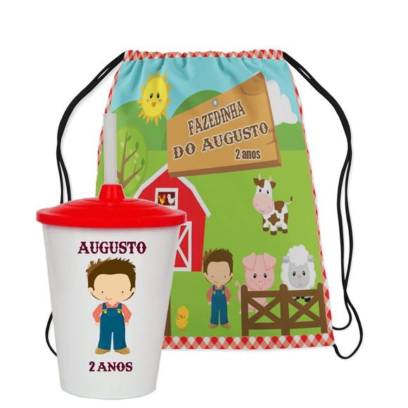 Mochilinha e Copo Twister Fazendinha