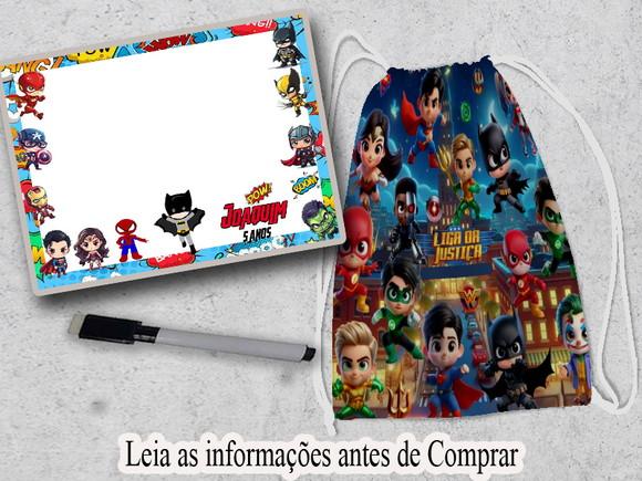 Mochilinha e Lousa Magica da Liga da Justiça Baby
