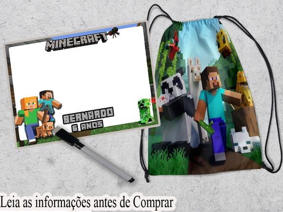 Mochilinha e Lousa para Festa do Minecraft