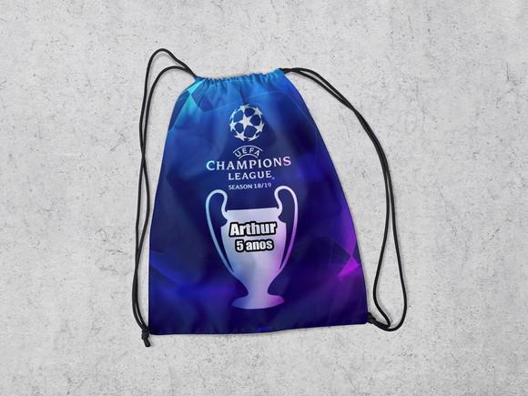 Mochilinha Personalizada Futebol Taça Champions
