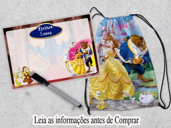 Kit Mochlinha e Lousa Magica Lembrancinhas  da Bela e a Fera
