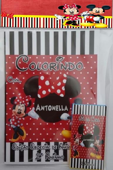 Revistinha De Colorir E Giz De Cera Personalizado Minnie