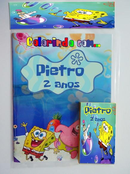 Revistinha e Giz de Cera para Colorir Bob Esponja