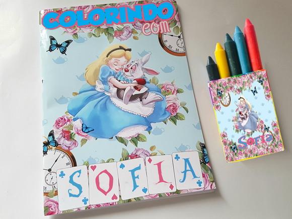 Revistinha e Giz de Cera para Colorir da Alice