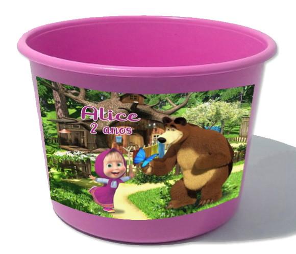 Balde de Pipoca 1,5 para Lembrancinhas Marsha e o Urso