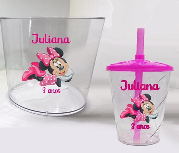 Balde de Pipoca Acrilico e Copo Twister da Minnie