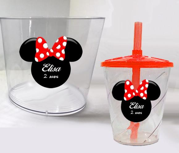 Balde de Pipoca e Copo Acrilico da Minnie Mouse
