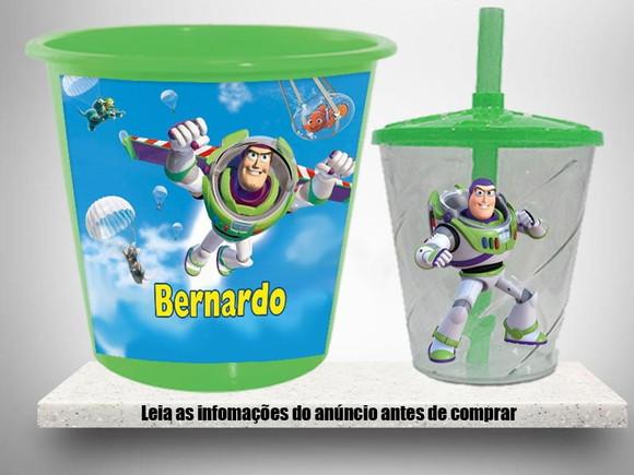 Balde de Pipoca e Copo Twister Buzz Lightyear