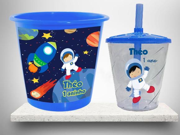 Balde de Pipoca e Copo Twister do Astronauta