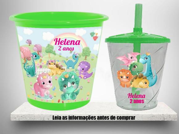 Balde de Pipoca e Copo Twister dos Dinossauros Baby
