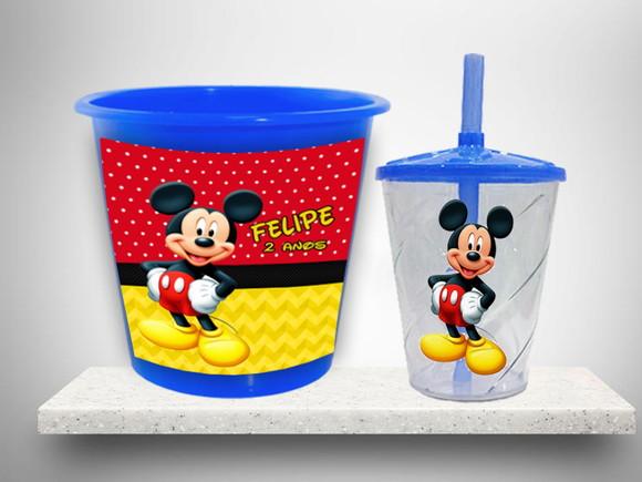 Balde de Pipoca e Copo Twister para Lembrancinhas do Mickey