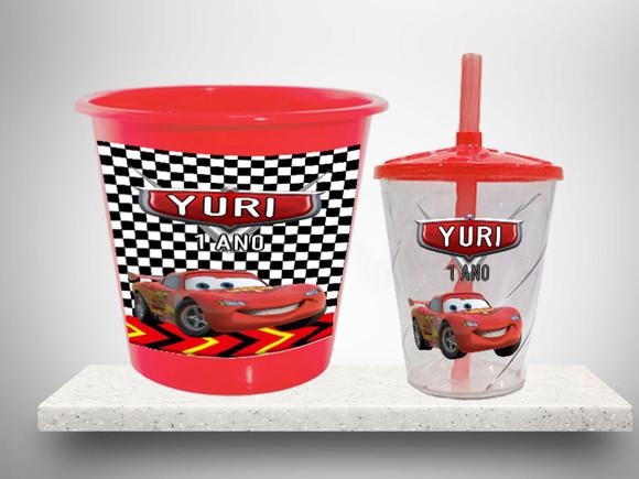 Balde de Pipoca e Copo Twister Personalizado Carros Disney