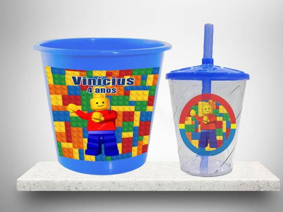 Balde de Pipoca e Copo Twister Personalizado da Lego