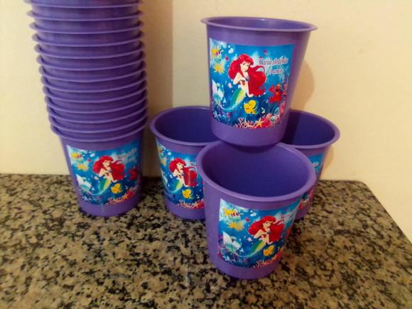Balde de Pipoca Lembrancinhas de Festa da Sereia Ariel