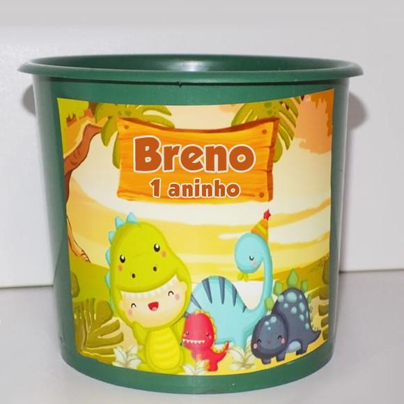 Balde de Pipoca Peronalizado Dinossauro Baby