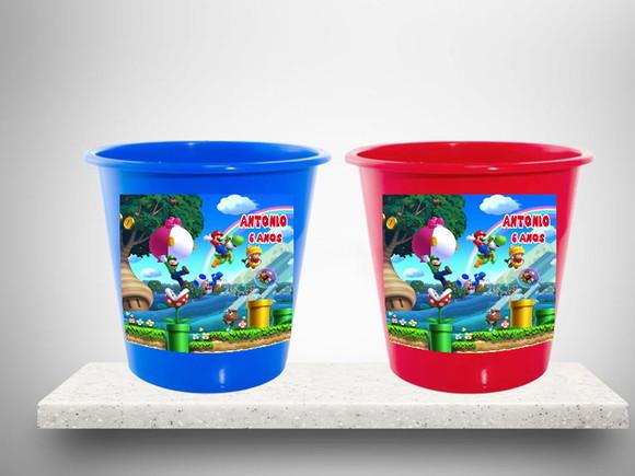 Balde de Pipoca Personalizado Super Mario e Luigi