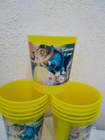 Baldinho de Pipoca Personalizado da Bela e a Fera