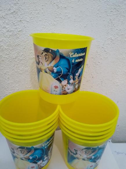 Baldinho de Pipoca Personalizado da Bela e a Fera