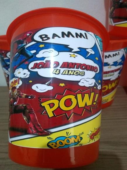 Baldinho de Pipoca Personalizado Super Heróis