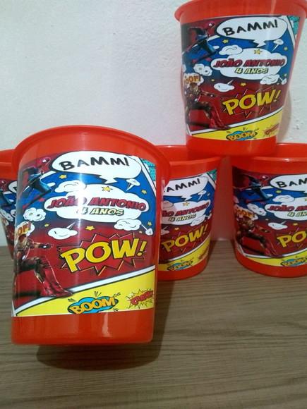 Baldinho de Pipoca Personalizado Super Heróis