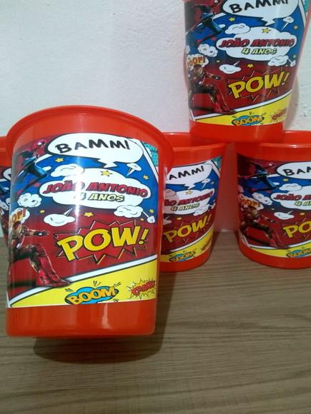 Baldinho de Pipoca Personalizado Super Heróis