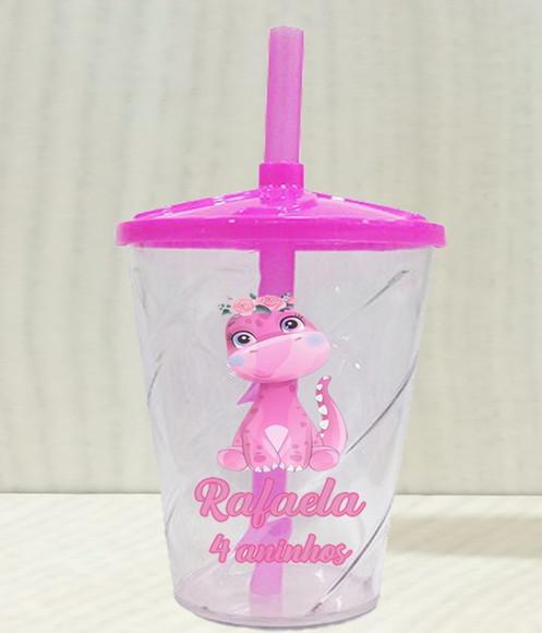 Copo Twister Personalizado Dinossauro Baby Rosa